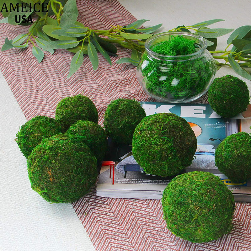 The Party Aisle™ Natural Green Moss Balls Decorative Authentic Real